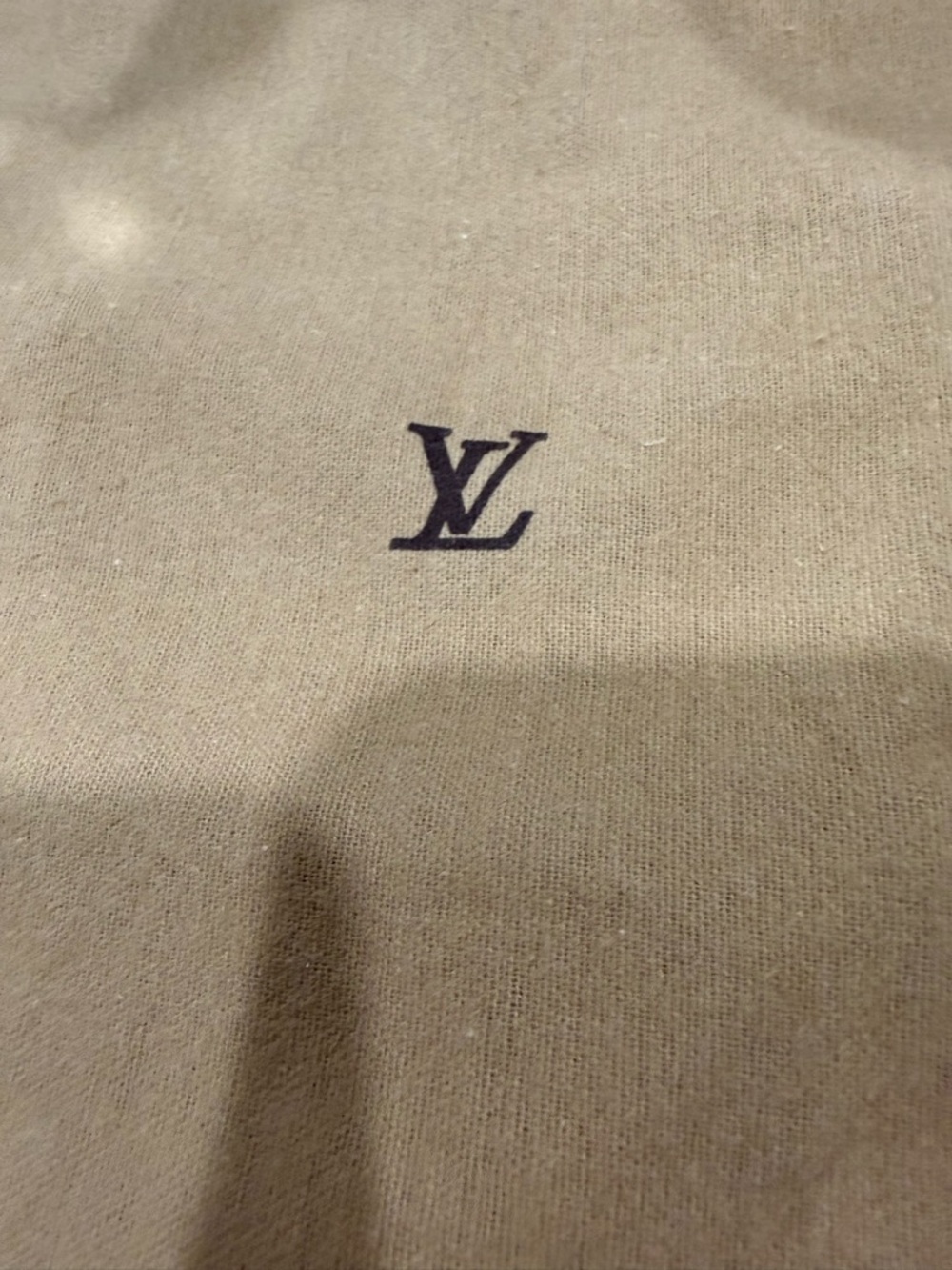 Louis Vuitton Beige Dust Bag with Black LV Logo
